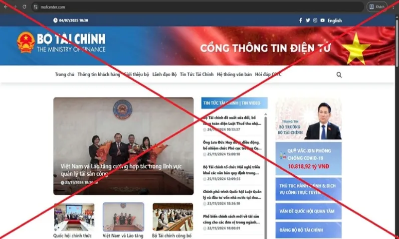 Cảnh báo tình trạng giả mạo các cổng thông tin của Bộ Tài chính để lừa đảo