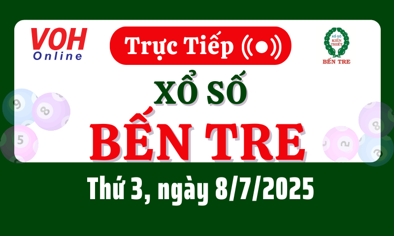 XSBT 8/7 - Kết quả xổ số Bến Tre hôm nay thứ 3 ngày 8/7/2025