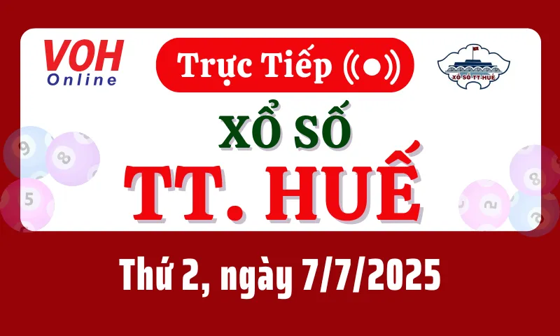 XSTTH 7/7 - Kết quả xổ số Thừa Thiên Huế hôm nay thứ 2 ngày 7/7/2025