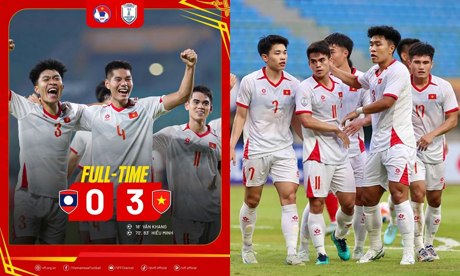U23 Việt Nam thắng dễ U23 Lào, đặt một chân vào Bán kết