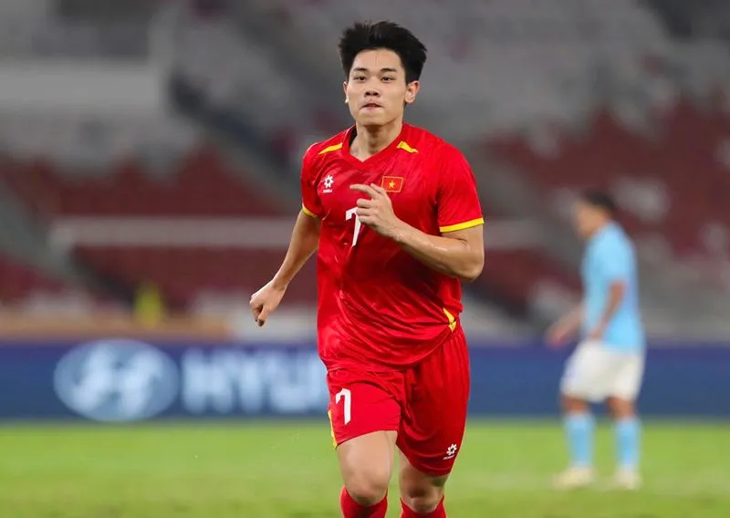 Đình Bắc ghi bàn ấn định chiến thắng 2-1 cho U23 Việt Nam. Ảnh: VFF