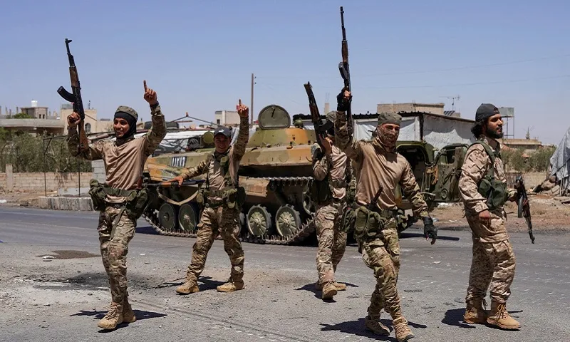 Lực lượng an ninh Syria ở thành phố Sweida, tỉnh Sweida - Ảnh Reuters