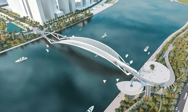 Cầu đi bộ được thiết kế mang hình dáng chiếc lá dừa nước - loại lá đặc trưng của vùng Nam bộ - Ảnh Thiết kế