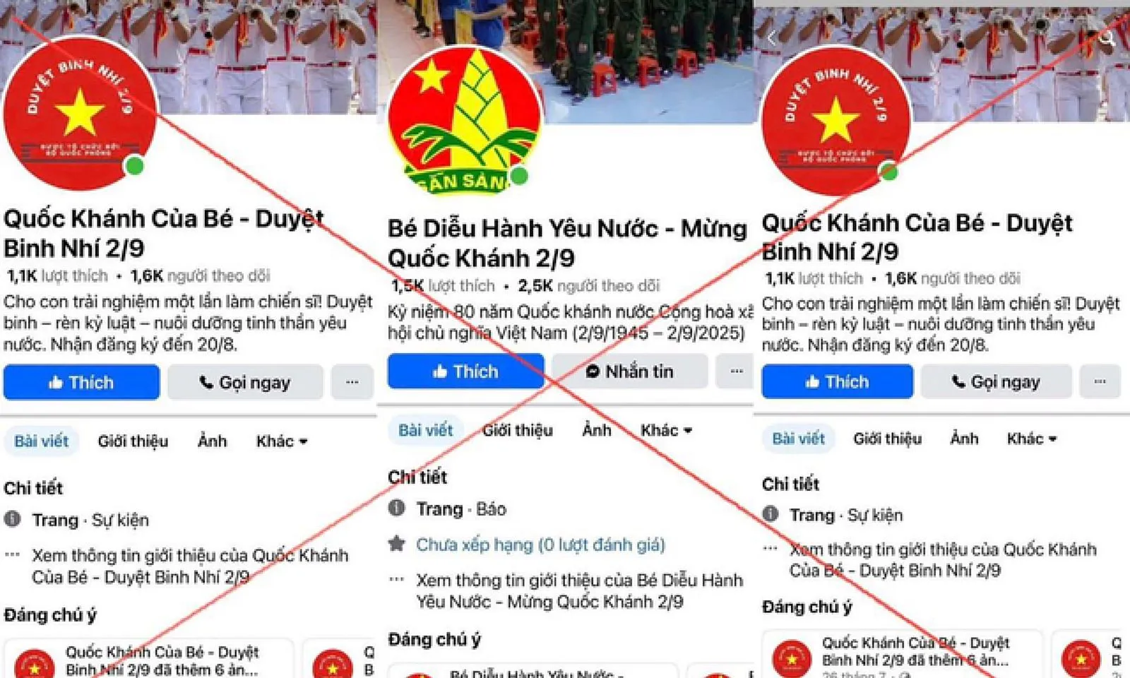Cảnh báo lừa đảo qua fanpage Duyệt binh nhí trên Facebook