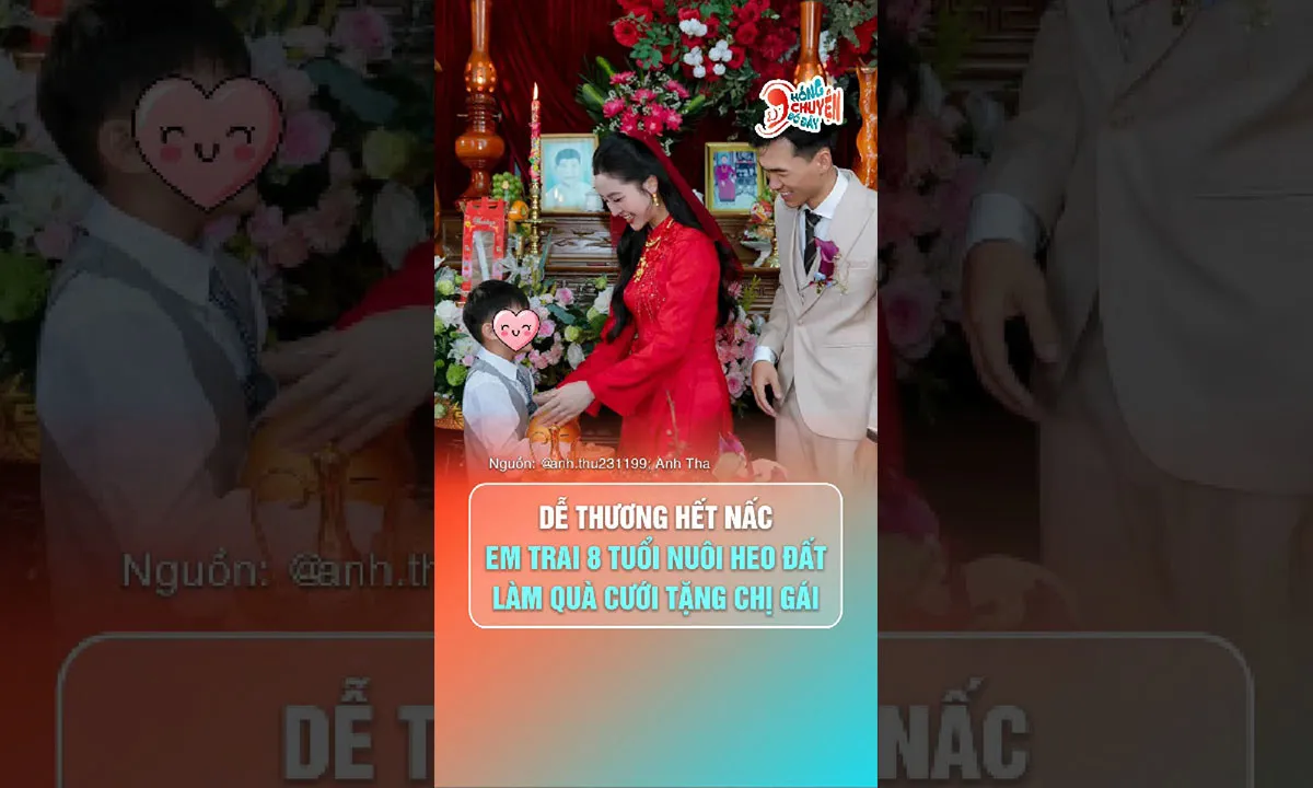 Em trai 8 tuổi nuôi heo đất làm quà cưới cho chị gái