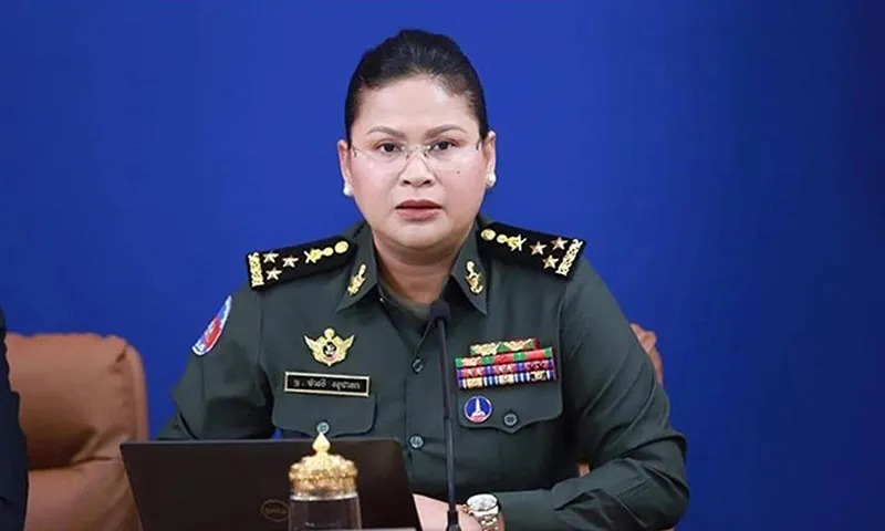 Người phát ngôn Bộ Quốc phòng Campuchia Maly Socheata - Ảnh Khmer Times