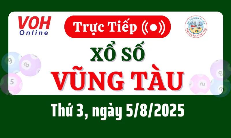 XSVT 5/8 - Kết quả xổ số Vũng Tàu hôm nay thứ 3 ngày 5/8/2025