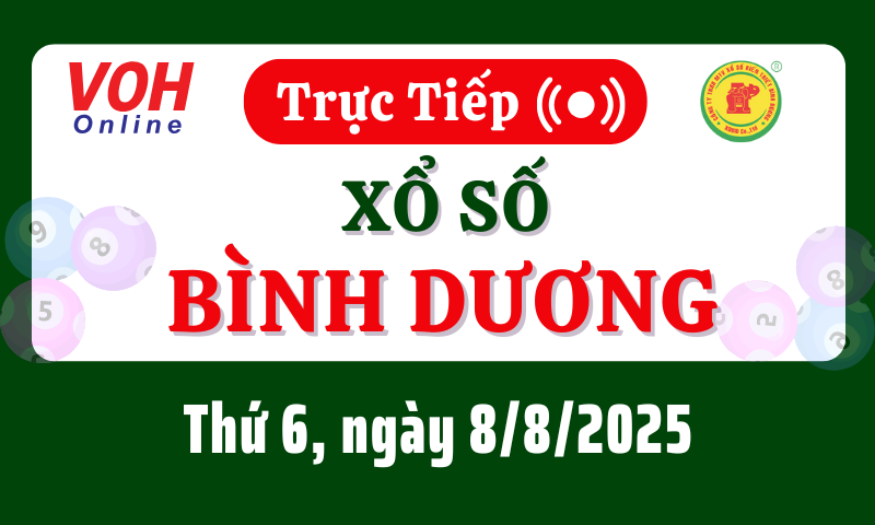 XSBD 8/8 - Kết quả xổ số Bình Dương hôm nay thứ 6 ngày 8/8/2025