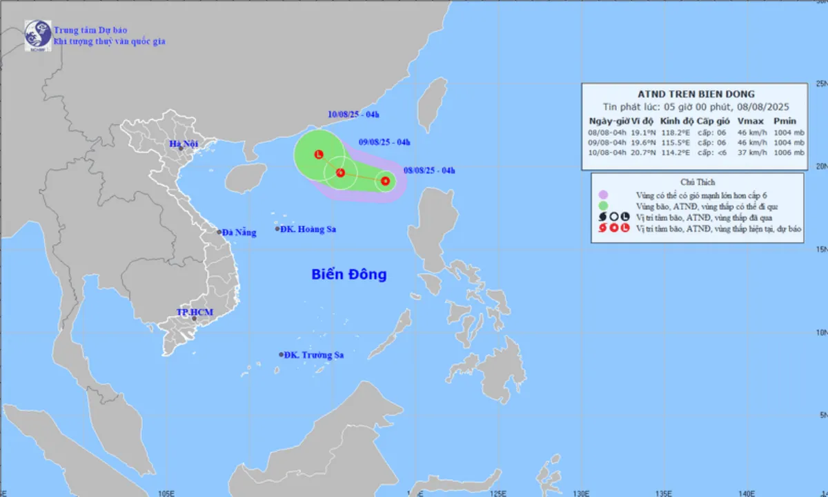 Áp thấp nhiệt đới mới xuất hiện trên Biển Đông