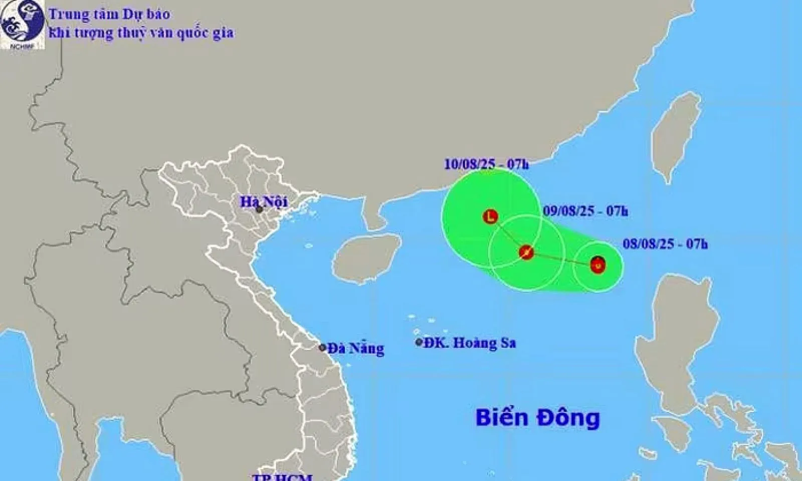 Áp thấp nhiệt đới mạnh cấp 6 giật cấp 8 gây mưa dông, gió mạnh trên biển