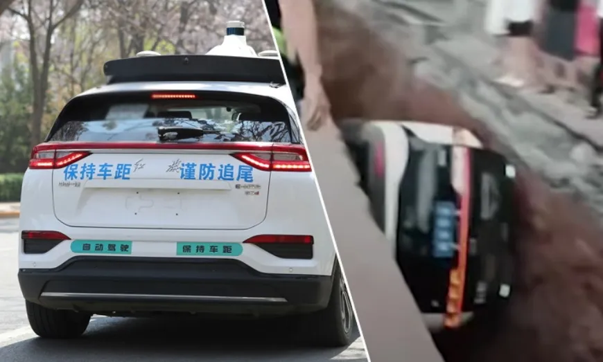 Trung Quốc: Taxi tự lái rơi xuống hố công trình, hành khách may mắn thoát nạn