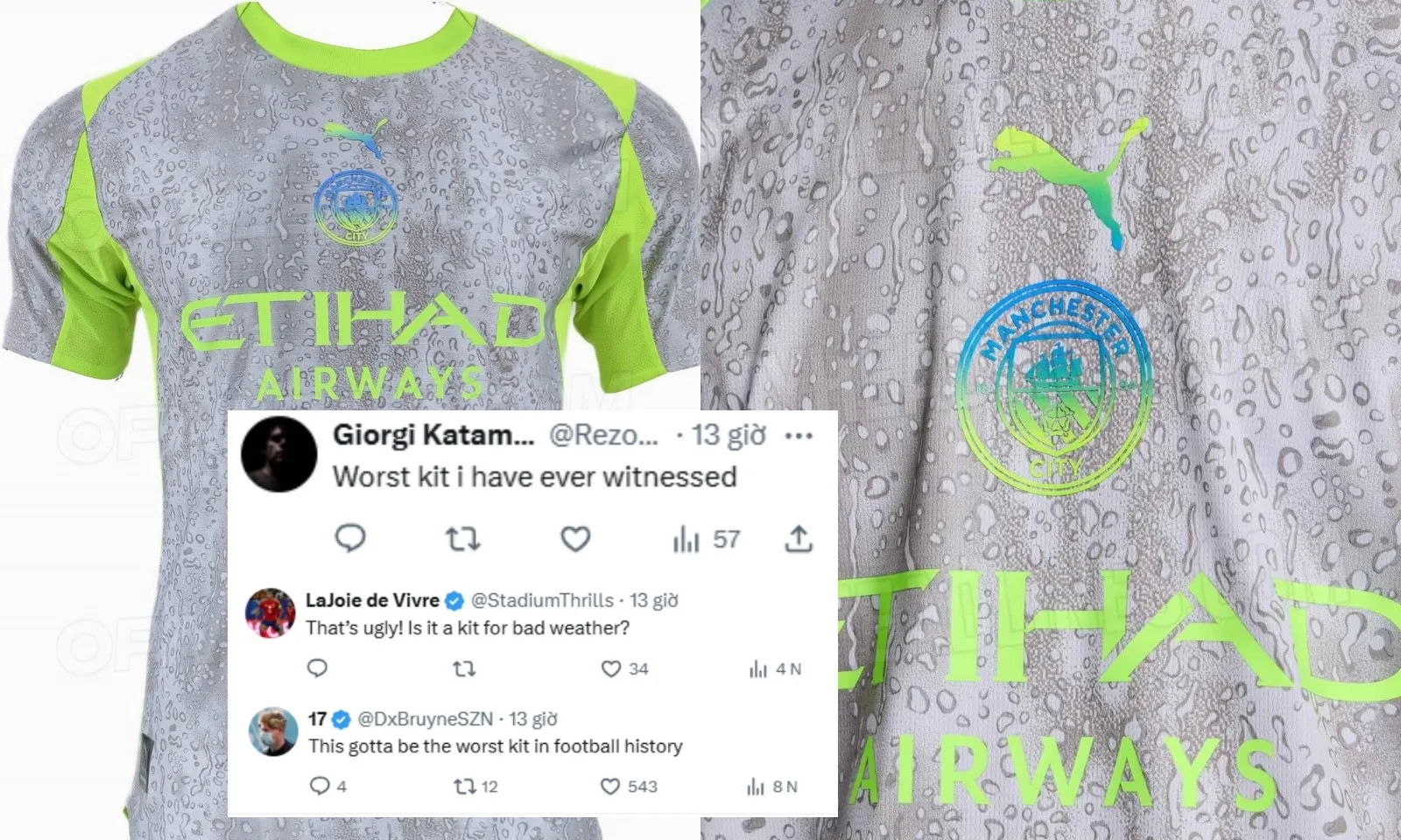 Áo đấu mới phá cách của Man City bị ném đá tả tơi