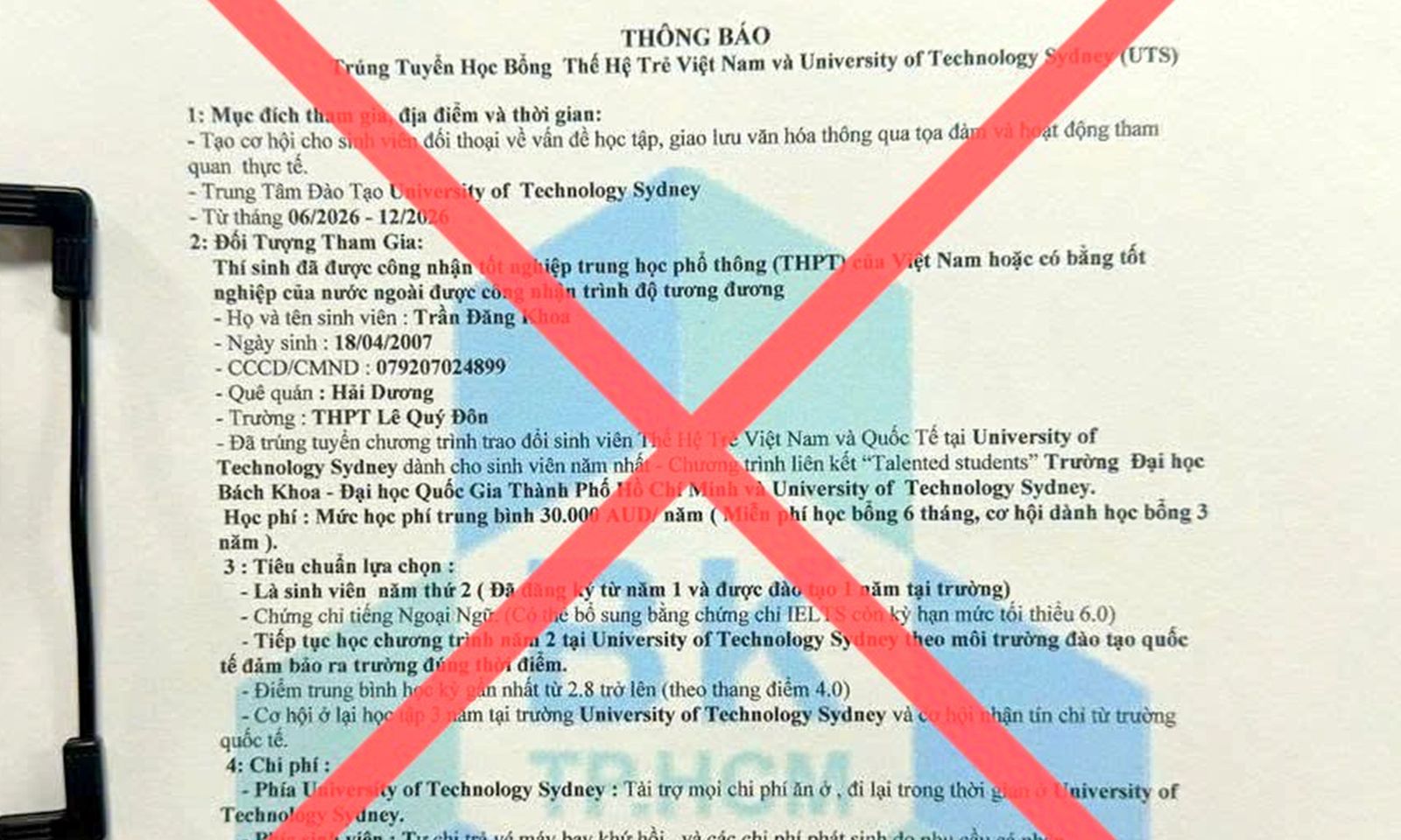 Trường đại học tại TPHCM cảnh báo tân sinh viên về lừa đảo “giả mạo học bổng’