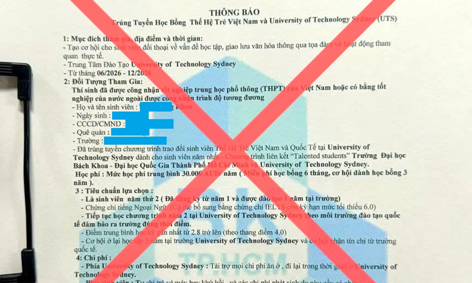 Trường đại học tại TPHCM cảnh báo tân sinh viên về lừa đảo “giả mạo học bổng’