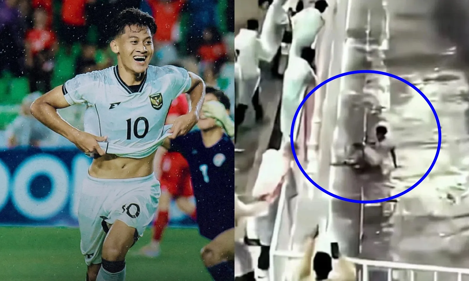 Cầu thủ Indonesia ăn mừng đi vào lòng đất khó đỡ