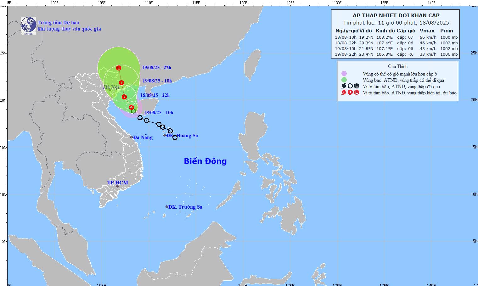 Áp thấp nhiệt đới tiến vào Bắc Bộ