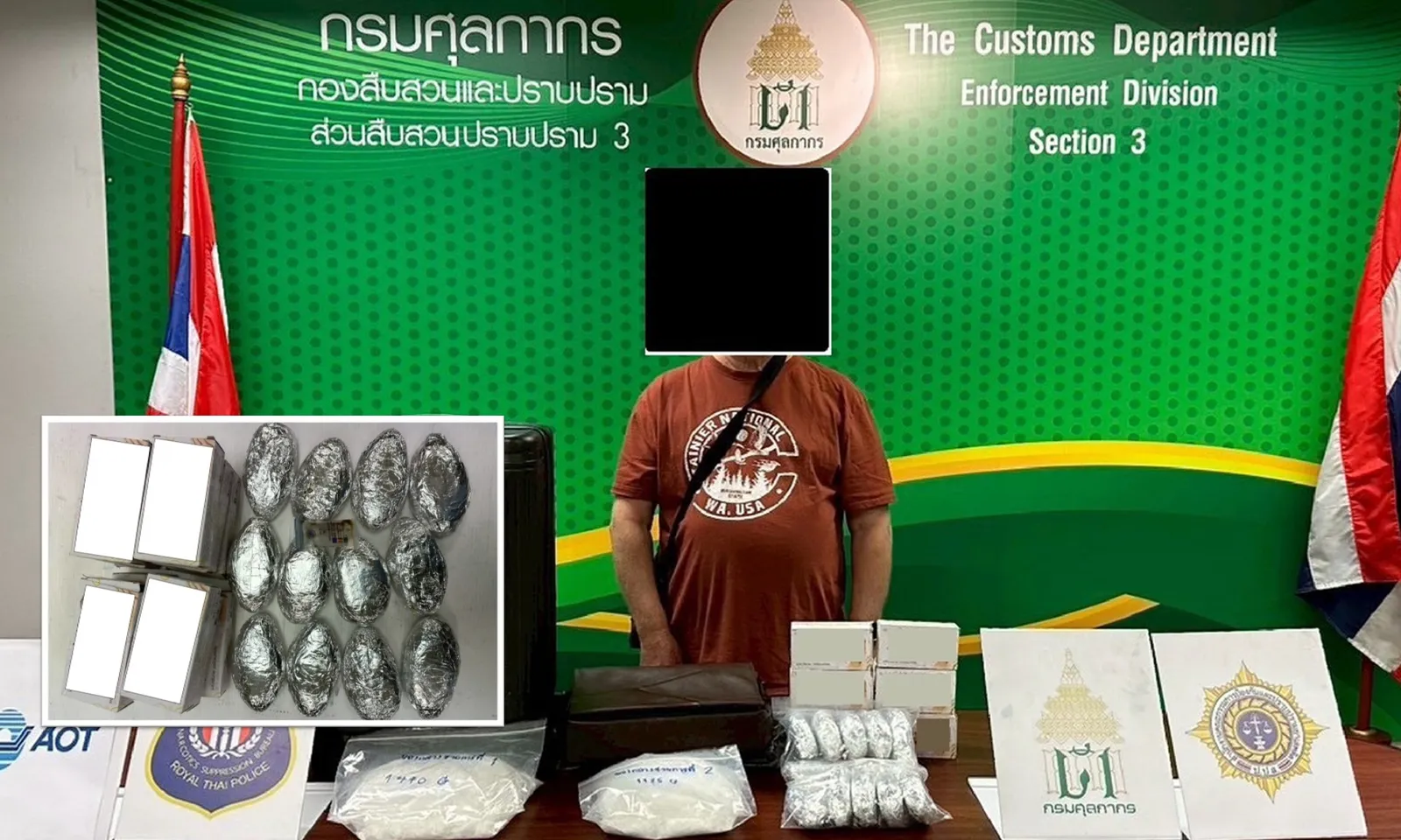 Một người Úc bị bắt tại sân bay Thái Lan vì mang theo 4kg ma túy đá