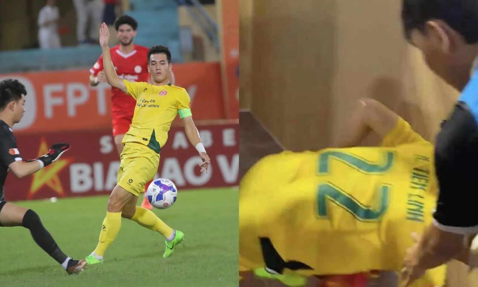 Tiến Linh trượt ngã chấn thương khi kí tặng người hâm mộ sau trận đấu