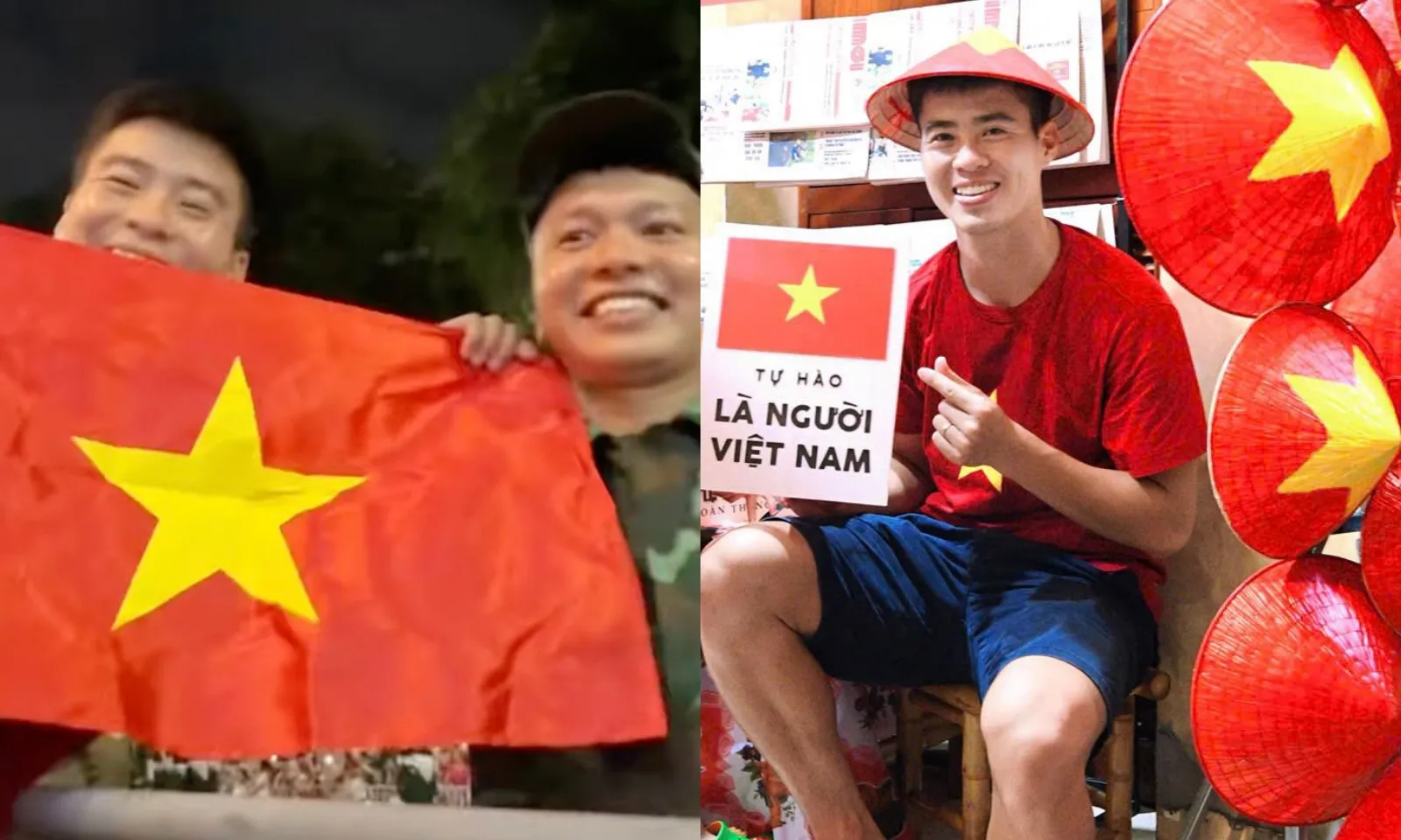 Hai đội trưởng tuyển Việt Nam tặng quà cho đồng bào xem diễu binh