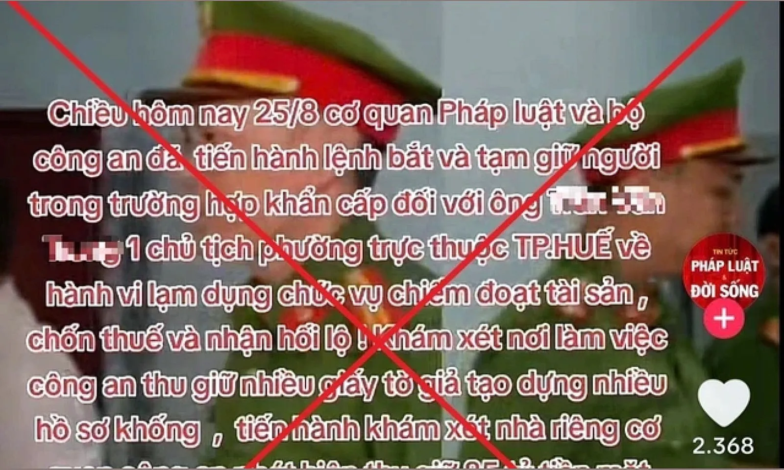 Tin giả “chủ tịch phường ở Huế bị bắt” lan truyền trên TikTok