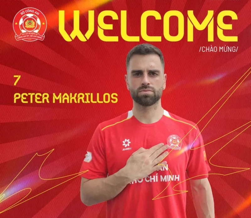 CLB Công An TP.HCM công bố tân binh Peter Makrillos (Ảnh: CAHCM FC)