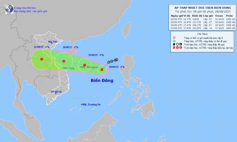 Áp thấp nhiệt đới trên Biển Đông tiếp tục mạnh lên