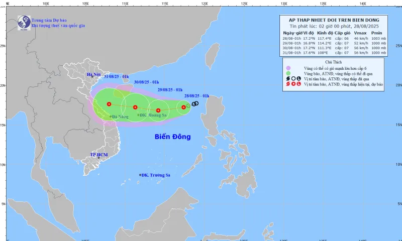 Áp thấp nhiệt đới trên Biển Đông: Di chuyển hướng Tây, khả năng mạnh thêm 