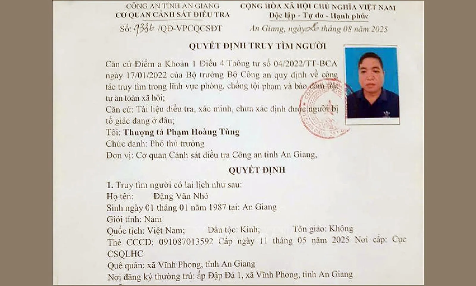 An Giang truy tìm đối tượng dùng giấy đất giả lừa đảo chiếm đoạt tài sản
