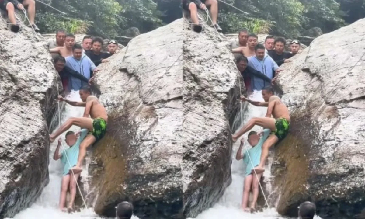 Du khách tạo “lá chắn sống” giải cứu bé trai mắc kẹt giữa dòng thác