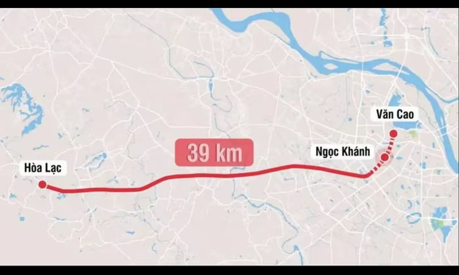 Hà Nội phê duyệt phương án tuyến metro Văn Cao – Hòa Lạc dài 39 km