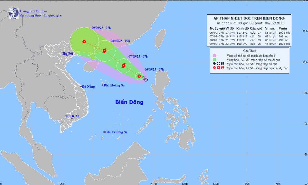 Áp thấp nhiệt đới gây sóng lớn, gió giật mạnh, tàu thuyền cần tránh trú