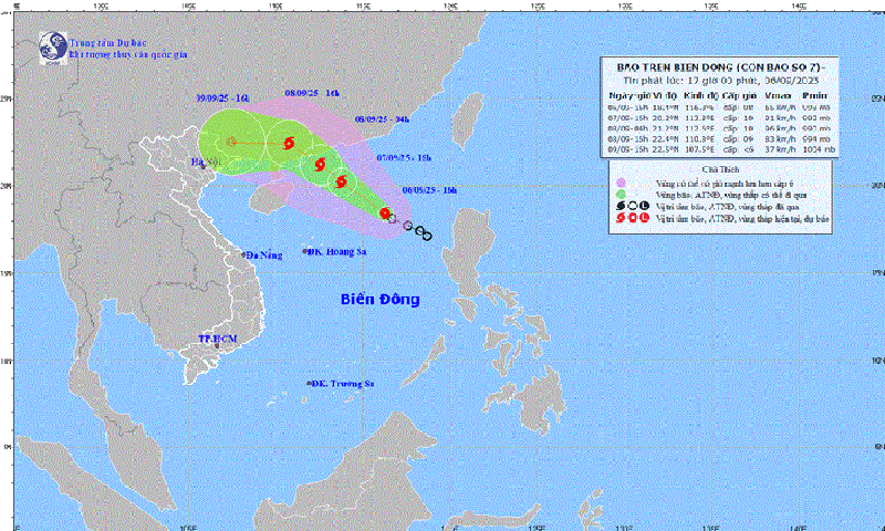 Bộ Xây dựng ra công điện ứng phó bão số 7