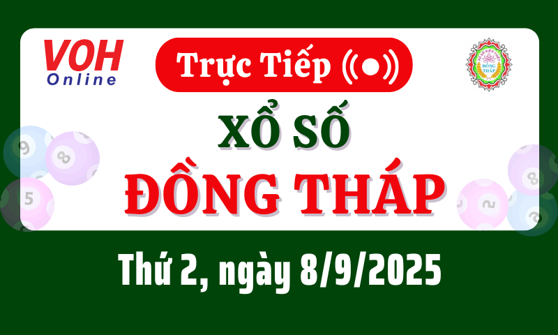 XSDT 8/9 - Kết quả xổ số Đồng Tháp hôm nay thứ 2 ngày 8/9/2025