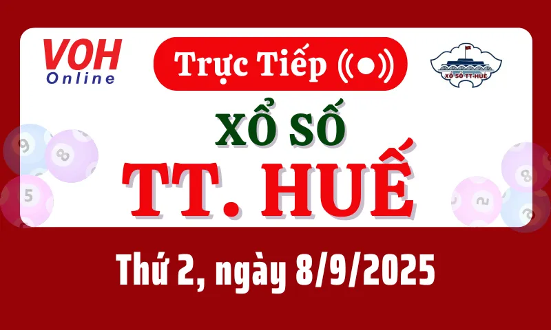 XSTTH 8/9 - Kết quả xổ số Thừa Thiên Huế hôm nay thứ 2 ngày 8/9/2025