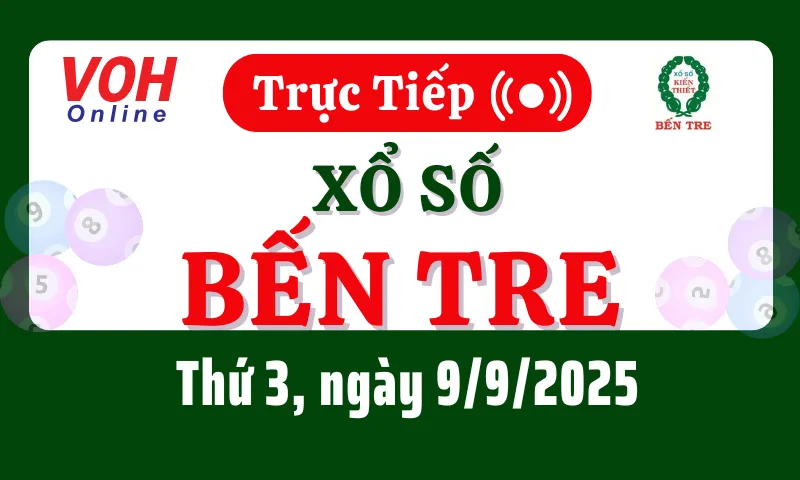 XSBT 9/9 - Kết quả xổ số Bến Tre hôm nay thứ 3 ngày 9/9/2025