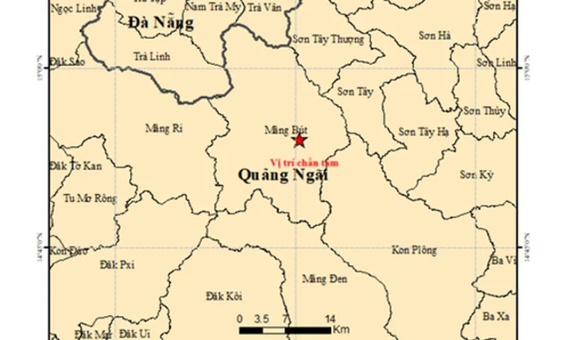 Động đất 4,5 độ và 3 độ xảy ra ở Quảng Ngãi