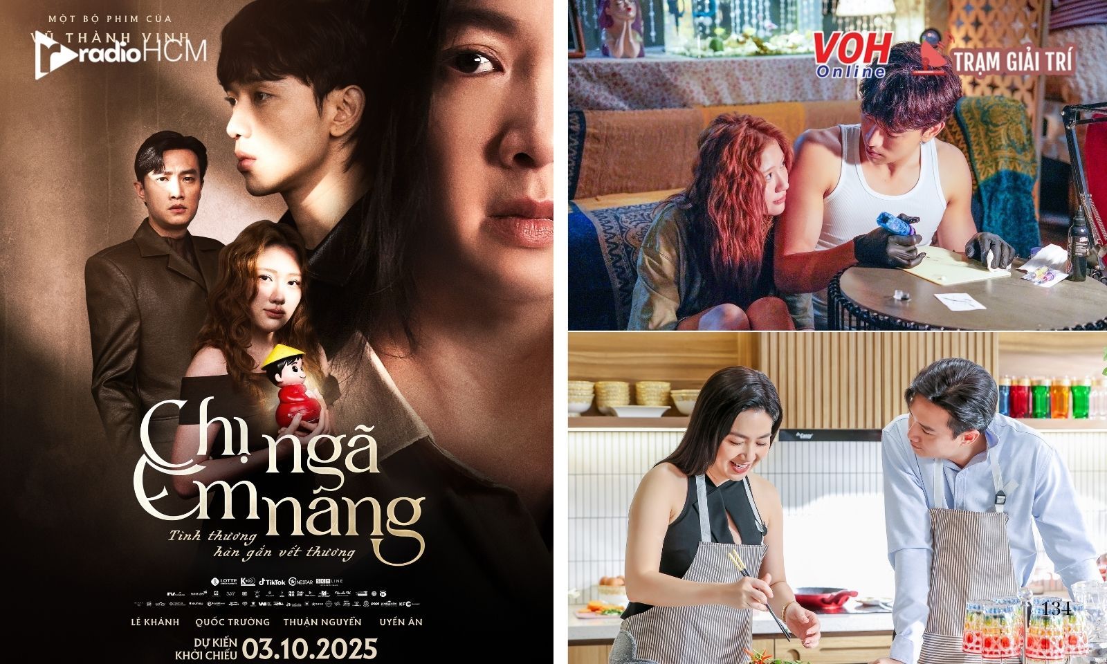 Lê Khánh, Thuận Nguyễn, Uyển Ân và Quốc Trường có phản ứng bòng nổ trong Chị Ngã Em Nâng