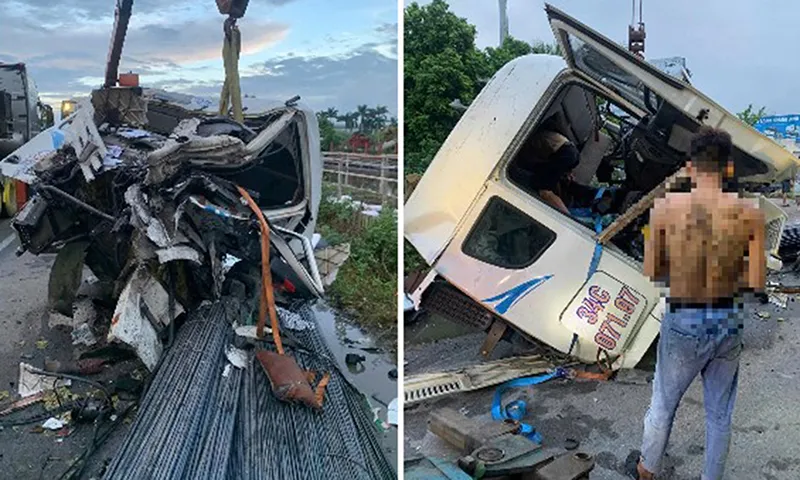 Hai xe đầu kéo đụng nhau, một tài xế bị thương, giao thông ùn tắc