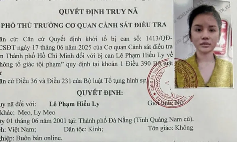 Hotgirl Lê Phạm Hiểu Ly bị truy nã toàn quốc vì liên quan đường dây ma túy Tam giác Vàng