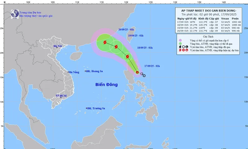 Áp thấp nhiệt đới có khả năng mạnh lên thành bão