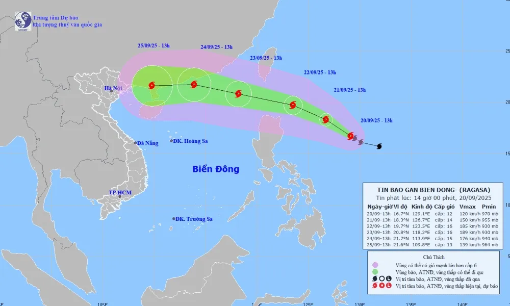 Siêu bão Ragasa vào Biển Đông từ đêm 22/9