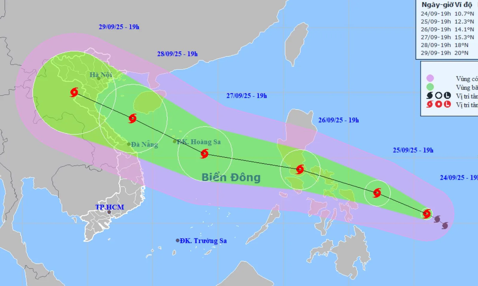 Đêm mai 26/9, Bão Bualoi vào Biển Đông, hướng về Bắc và Trung Bộ