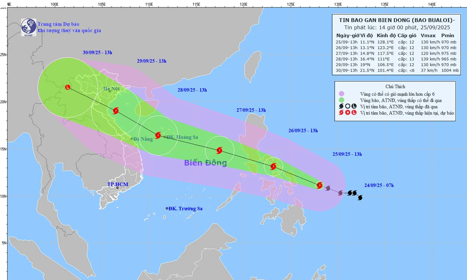 Bão Bualoi đi vào Biển Đông trong đêm 26/9 | Bão số 9 tan trên khu vực Quảng Ninh