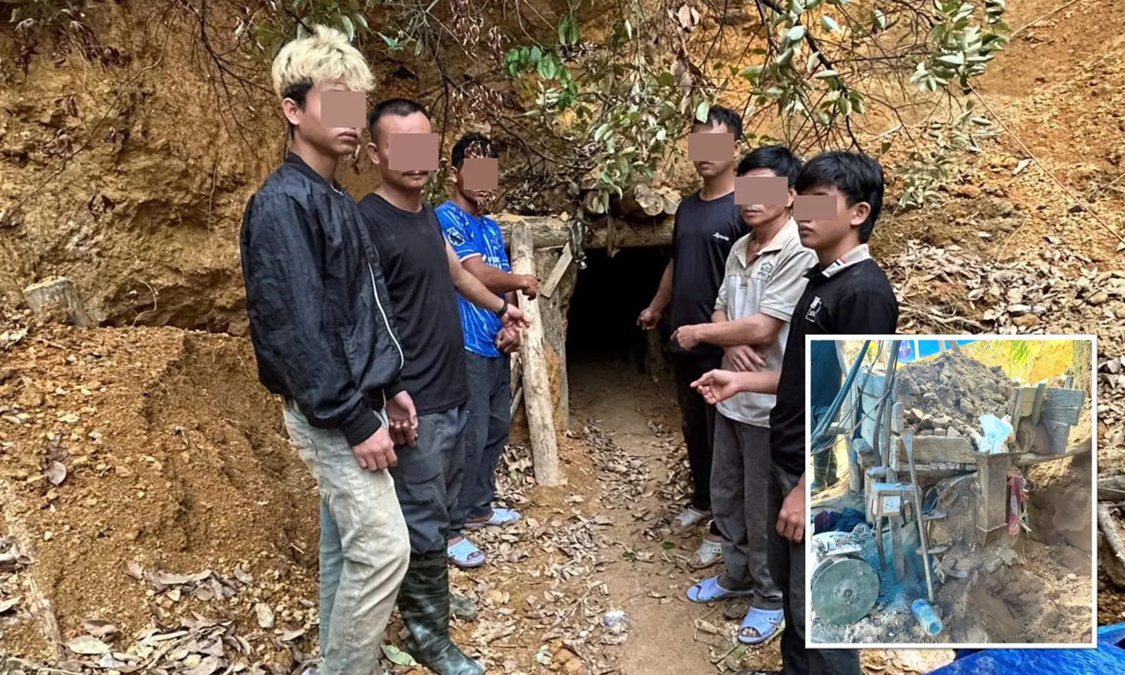 Bắt quả tang 7 đối tượng khai thác vàng trái phép