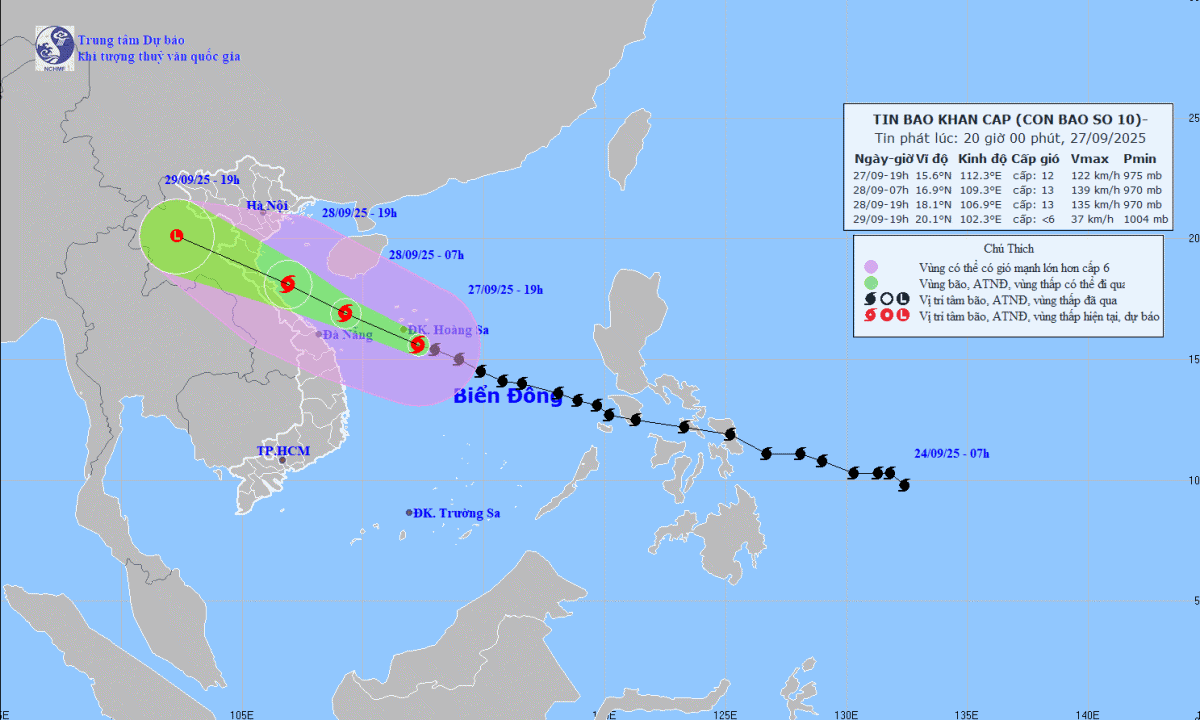 Bão Bualoi di chuyển thần tốc, hướng vào Hà Tĩnh - Quảng Trị