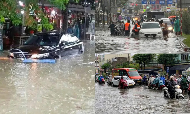Nhiều khu vực trung tâm trũng thấp của Đà Nẵng bị ngập sâu do mưa lớn từ ngày 27 9. Ảnh LĐO
