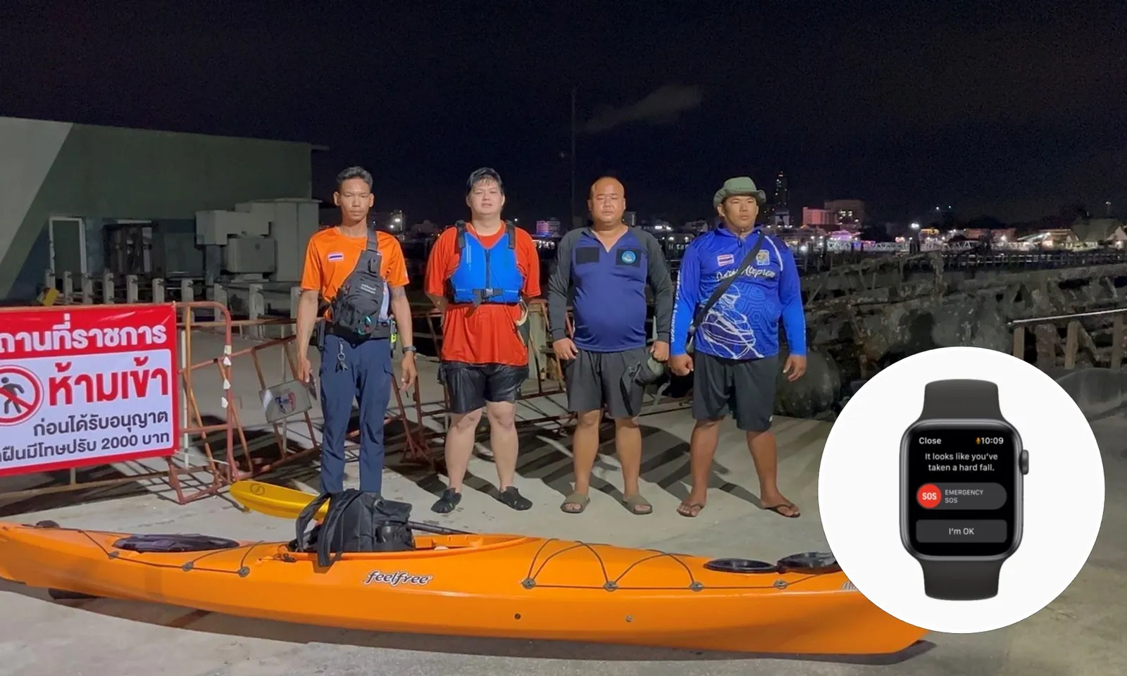 Apple Watch phát tín hiệu SOS cứu mạng người đàn ông Thái Lan bị lật úp thuyền kayak khi biển động