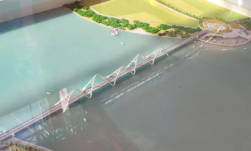 Phối cảnh phần cầu chính dài 2,8km nối từ xã Tây Yên (huyện An Biên cũ) với phường Rạch Giá, tỉnh An Giang
