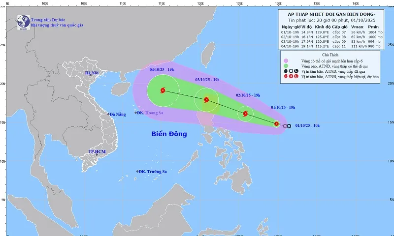 Cơn áp thấp nhiệt đới mới có khả năng mạnh lên thành bão