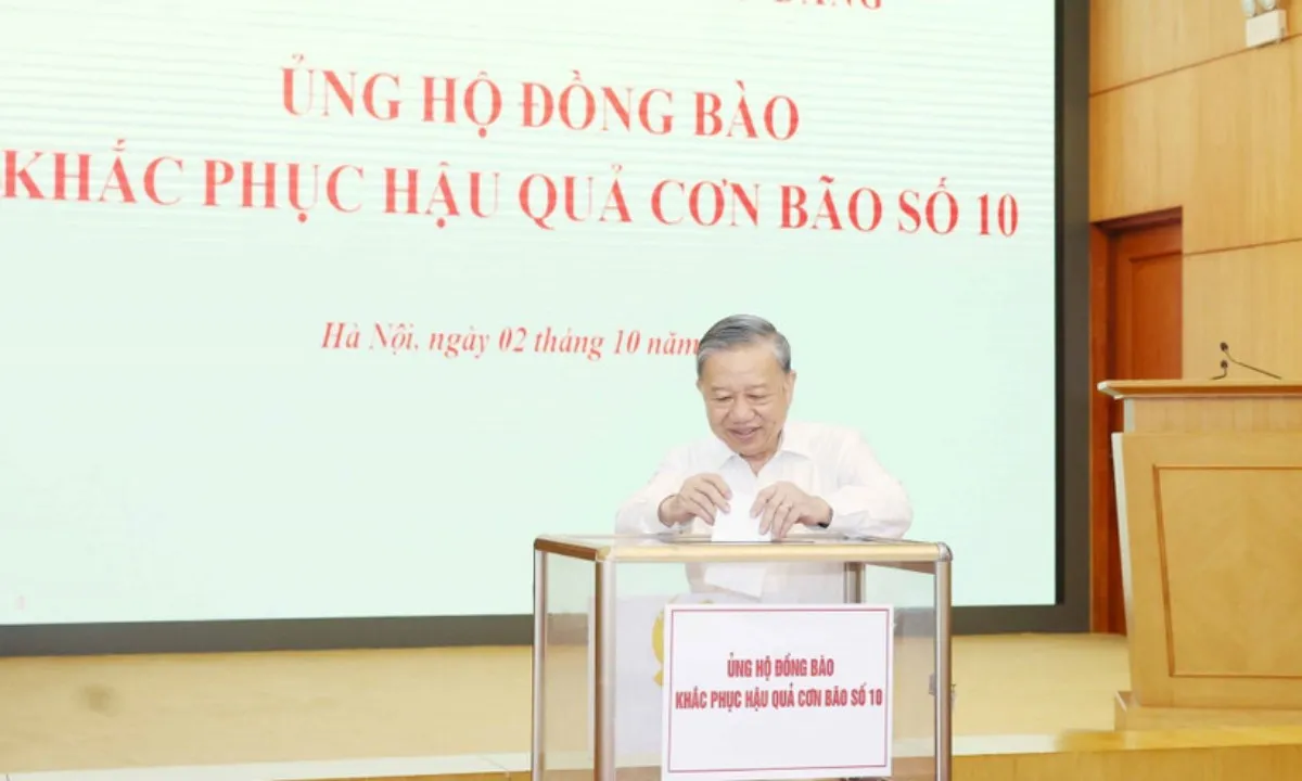 Tổng Bí thư Tô Lâm ủng hộ đồng bào khắc phục hậu quả bão số 10